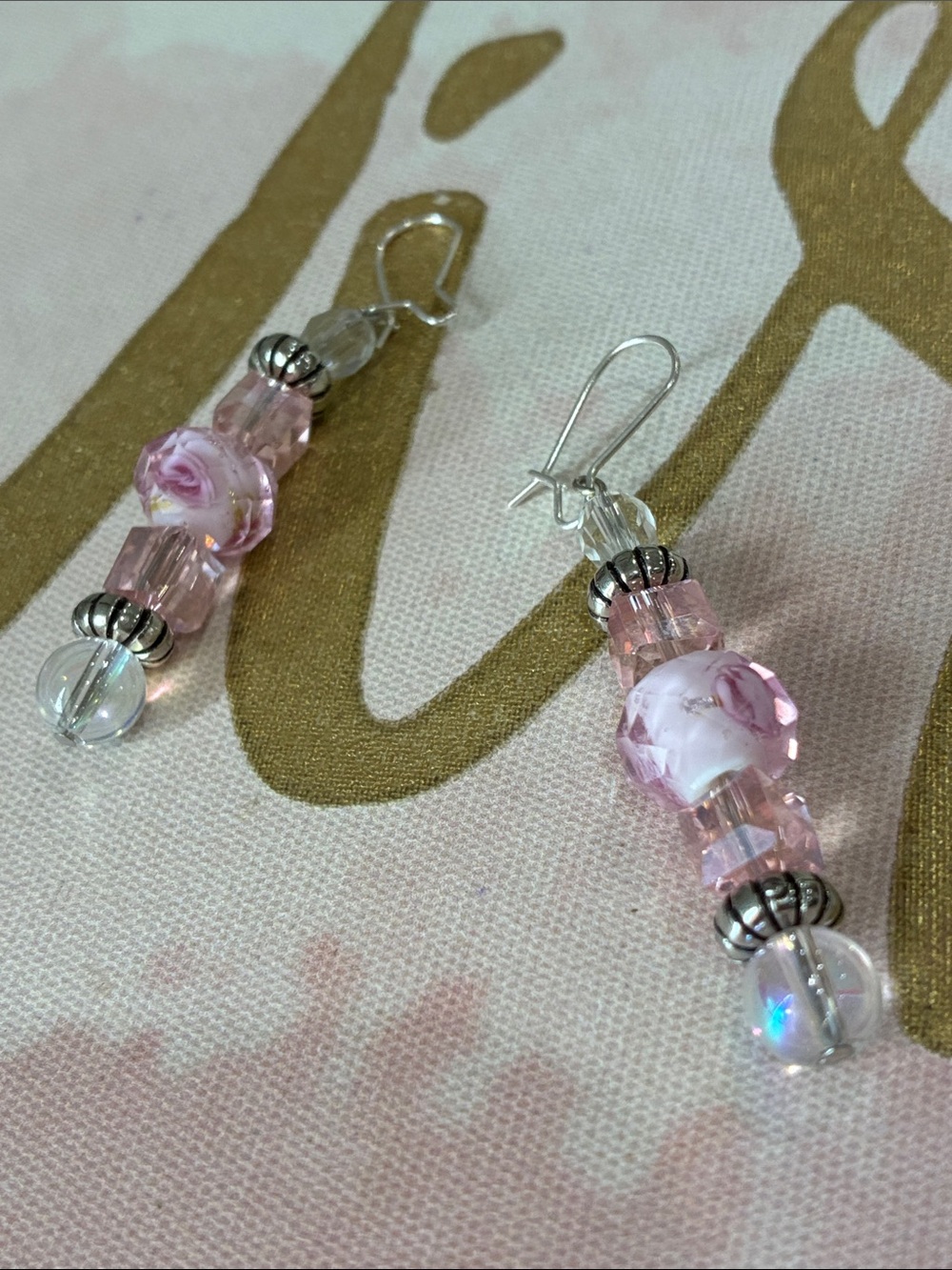Delicate Pink Glass Bead Drop Earrings - Women's Jewelry